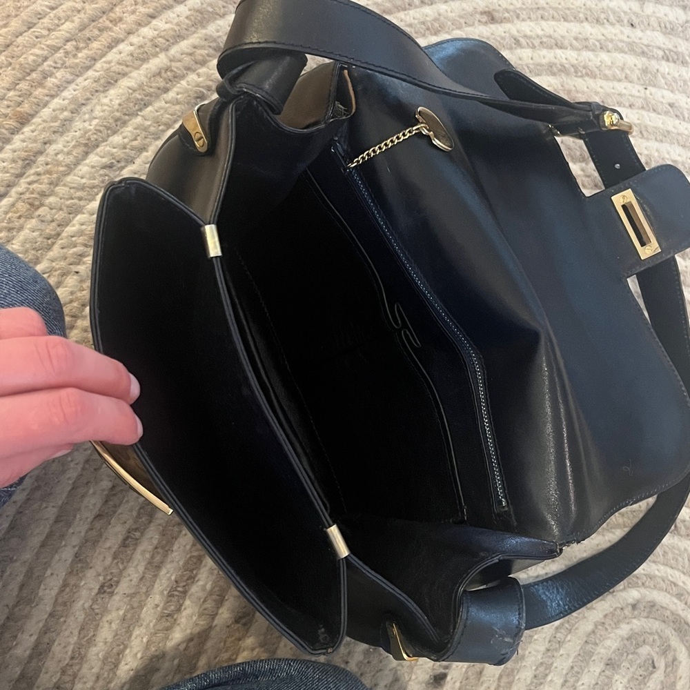 Vintage Celine Triomphe Flap Box Bag in Midnight gold hardware - Picture 10 of 16